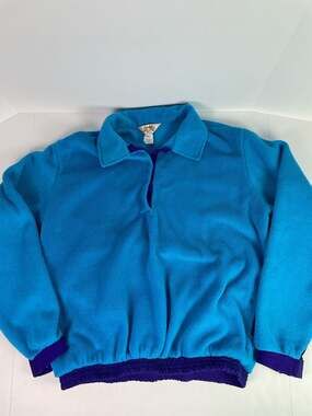Vintage Cabela's Womens Two-Tone Fleece Snap Pullover Blue Purple Size XL